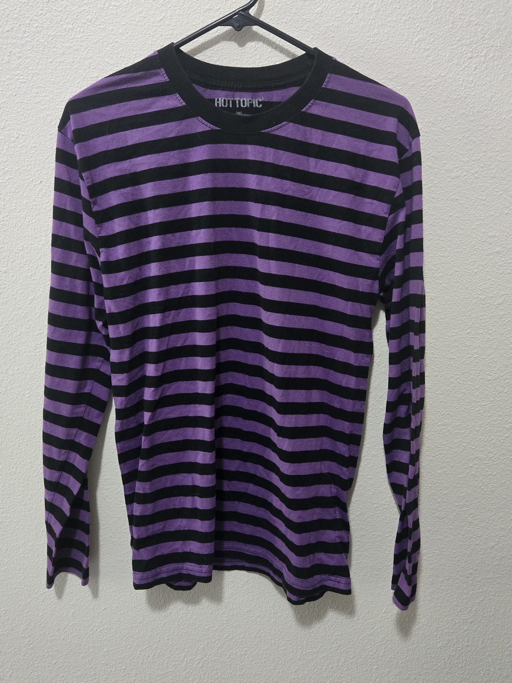 Hot Topic Purple & Black Striped Long Sleeve Shirt